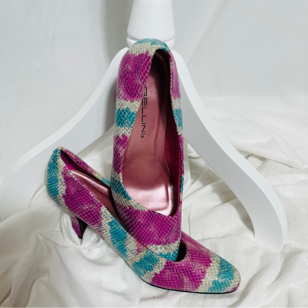 BELLINI "MAIANA" Multicolor Snakeskin Heels- -Size 7.5- Leather Uppers